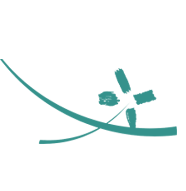 The image shows a logo with the letters A and T in stylized font, set against a background that includes a splash of water droplets and a graphic element resembling a paint palette.